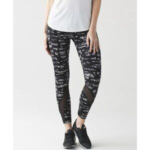 Lululemon Inspire Tight II Graf Black White Size 6 EUC